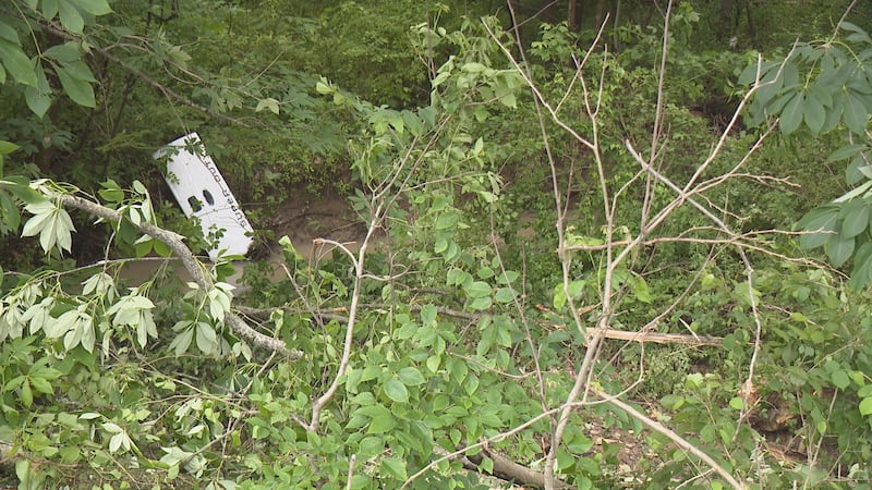 Leftover debris from Powell County truck crash during severe weather off Morris Creek Rd.