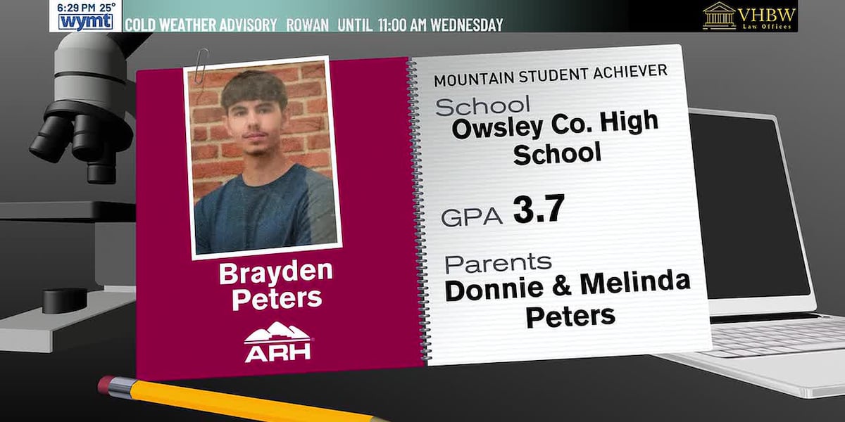 Braedyn Peters ARH Mountain Student Achiever - Brayden Peters