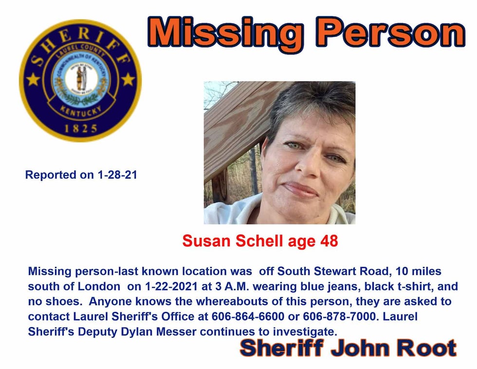 Susan Schell Wi Kentucky woman missing for almost a week